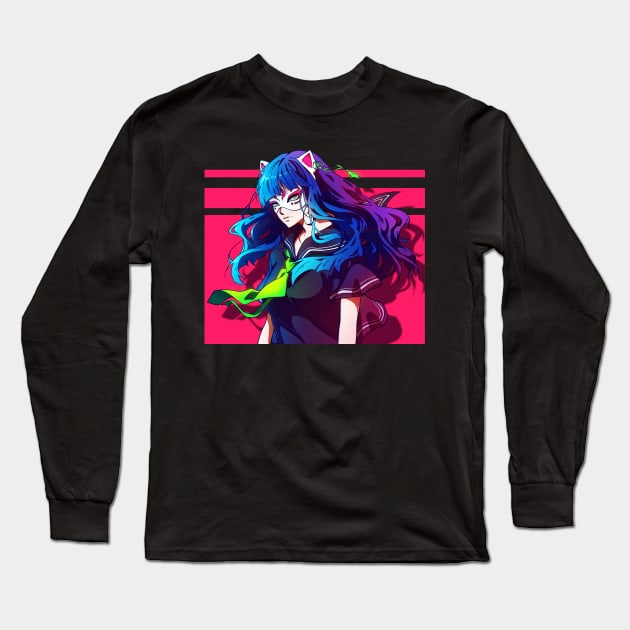 The anime girl in a cat mask Long Sleeve T-Shirt by AnGo